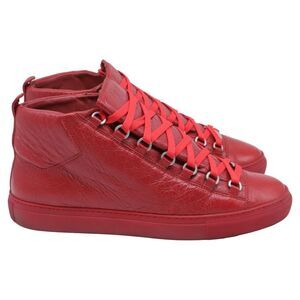 Balenciaga Arena High Sneakers in Red Leather